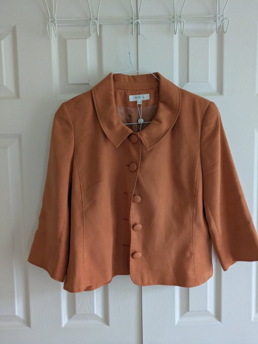 123 Un Deux Trois Rust Colored 3/4 Sleeve Jacket, size 44
